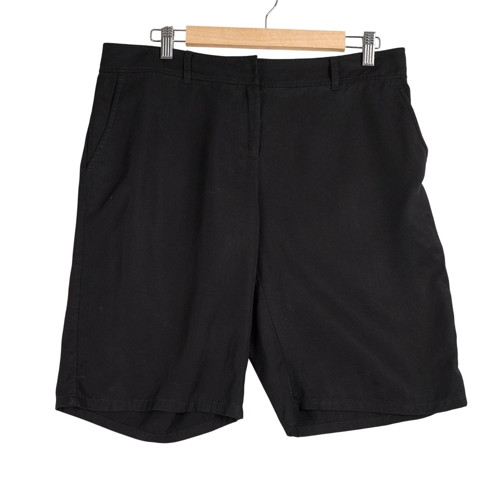 Eileen Fisher Black 100% Tencel Bermuda Shorts Womens Medium SSLTT